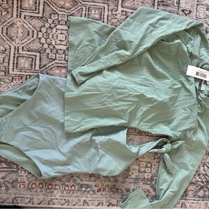 minnow Sage green one piece + swim long sleeve shirt set